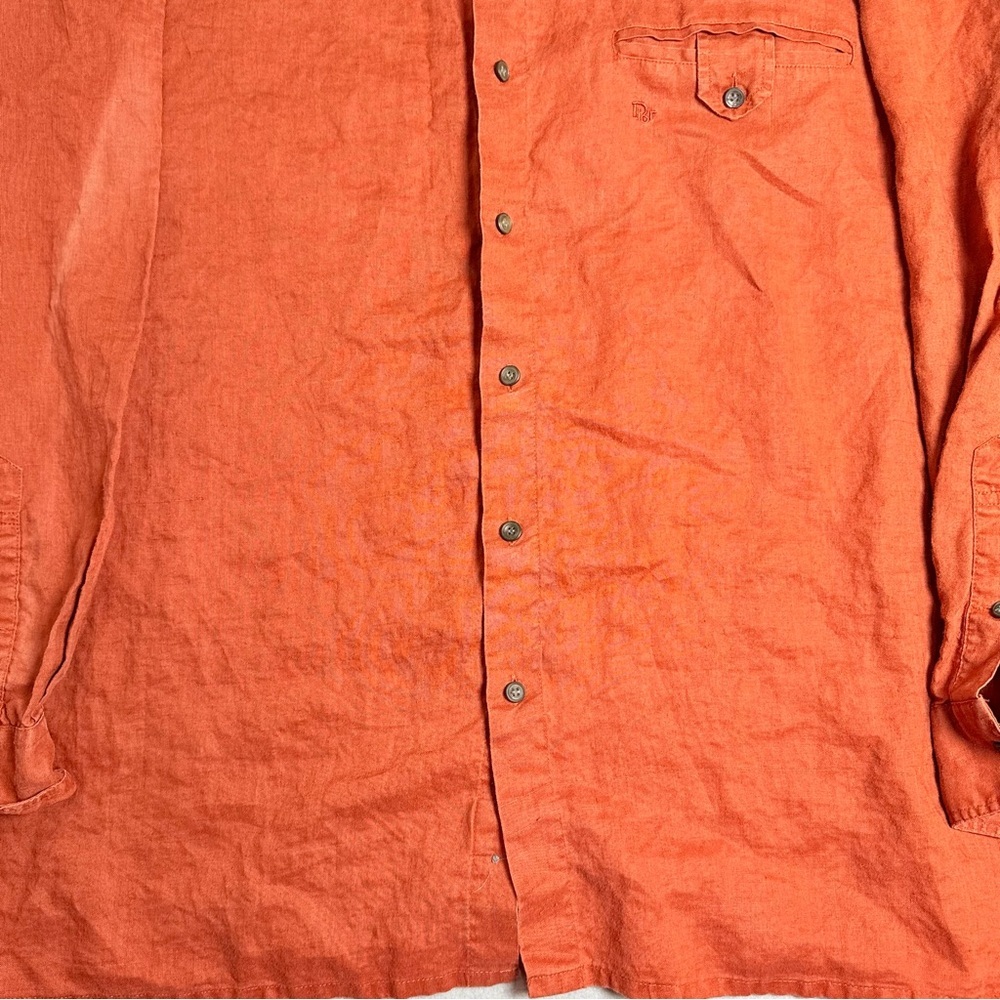 Vintage Christian Dior XL Mens Polo Shirt Cotton Orange Long Sleeve READ - Picture 2 of 10